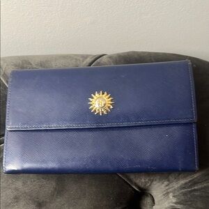 Navy Blue Versace Wallet with Sunburst